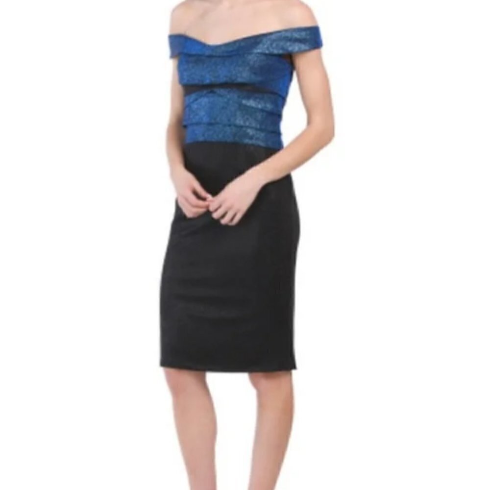 NWT Rene by Rene Ruiz Metallic Layered Cocktail Dress Size 14